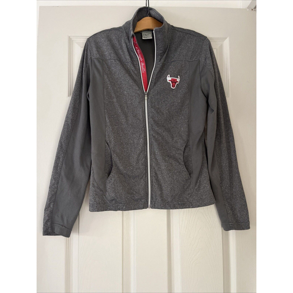 Chicago Bulls Women’s Gray Lightweight Athletic Full Zip Collared Jacket Sz‎ S - Picture 1 of 10